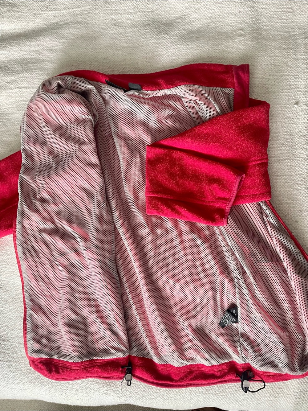 Women’s Raspberry Red Zip-Up Fleece Jacket with Mesh Lining - Picture 2 of 4